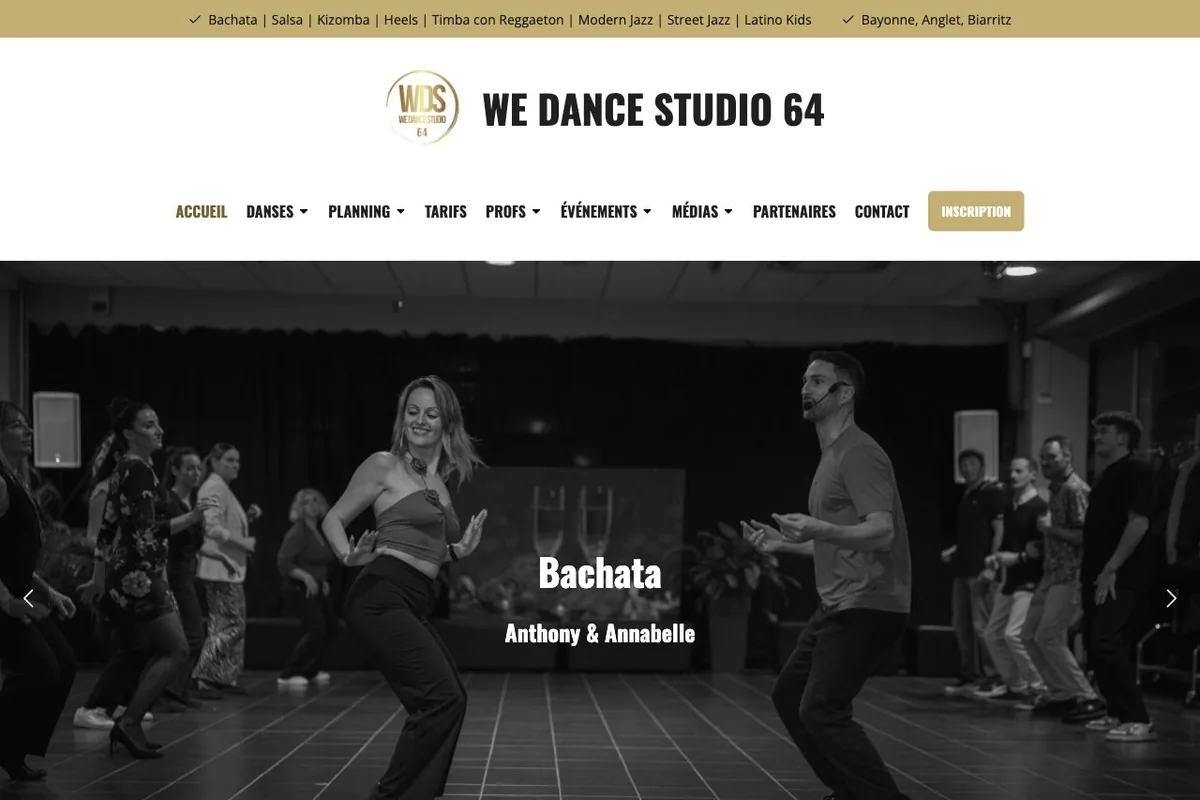 Aperçu du site de l’école WeDance Studio 64.